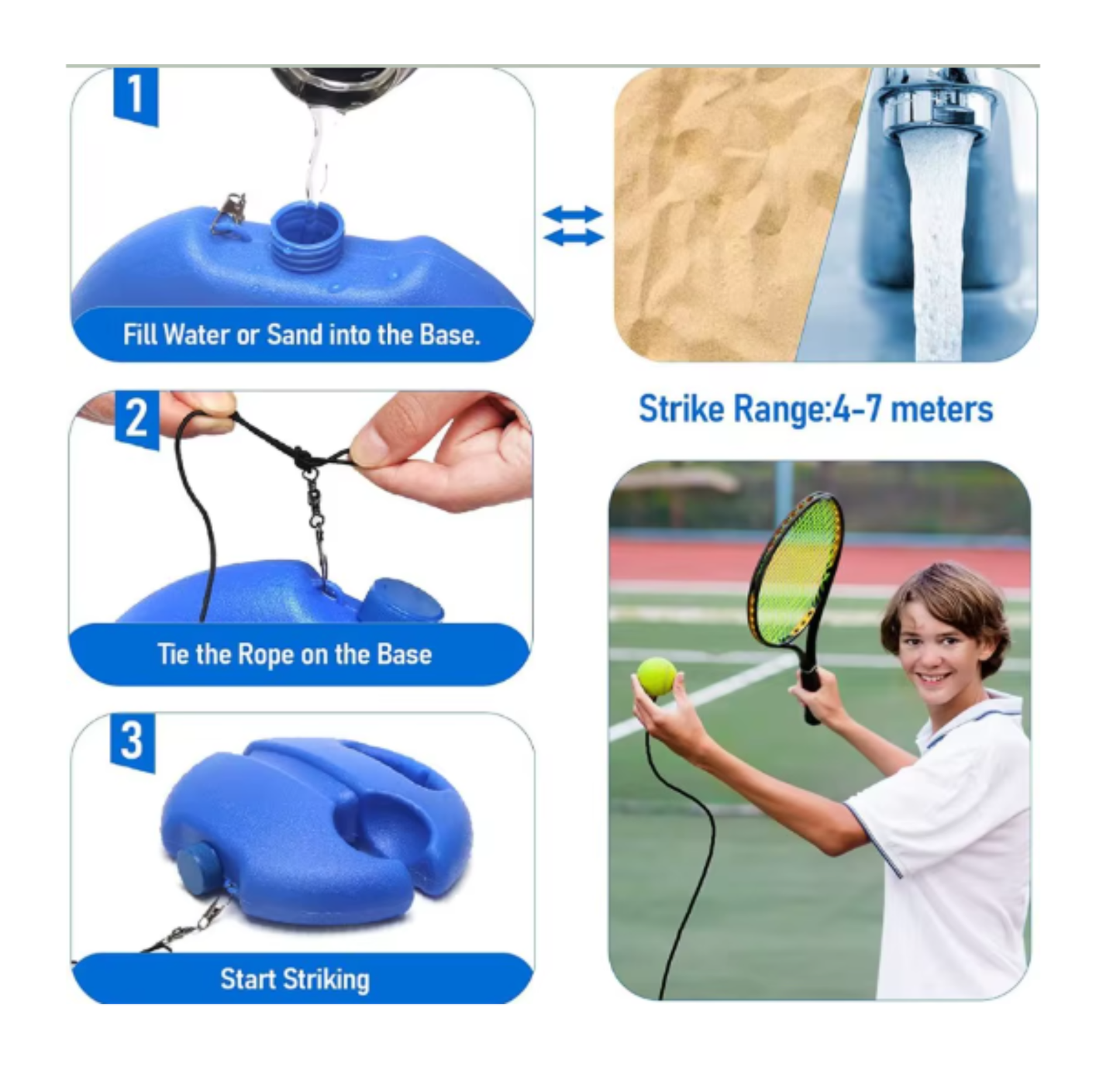 Kit Juego Base De Entrenamiento Pelota Tenis Rebote Portatil